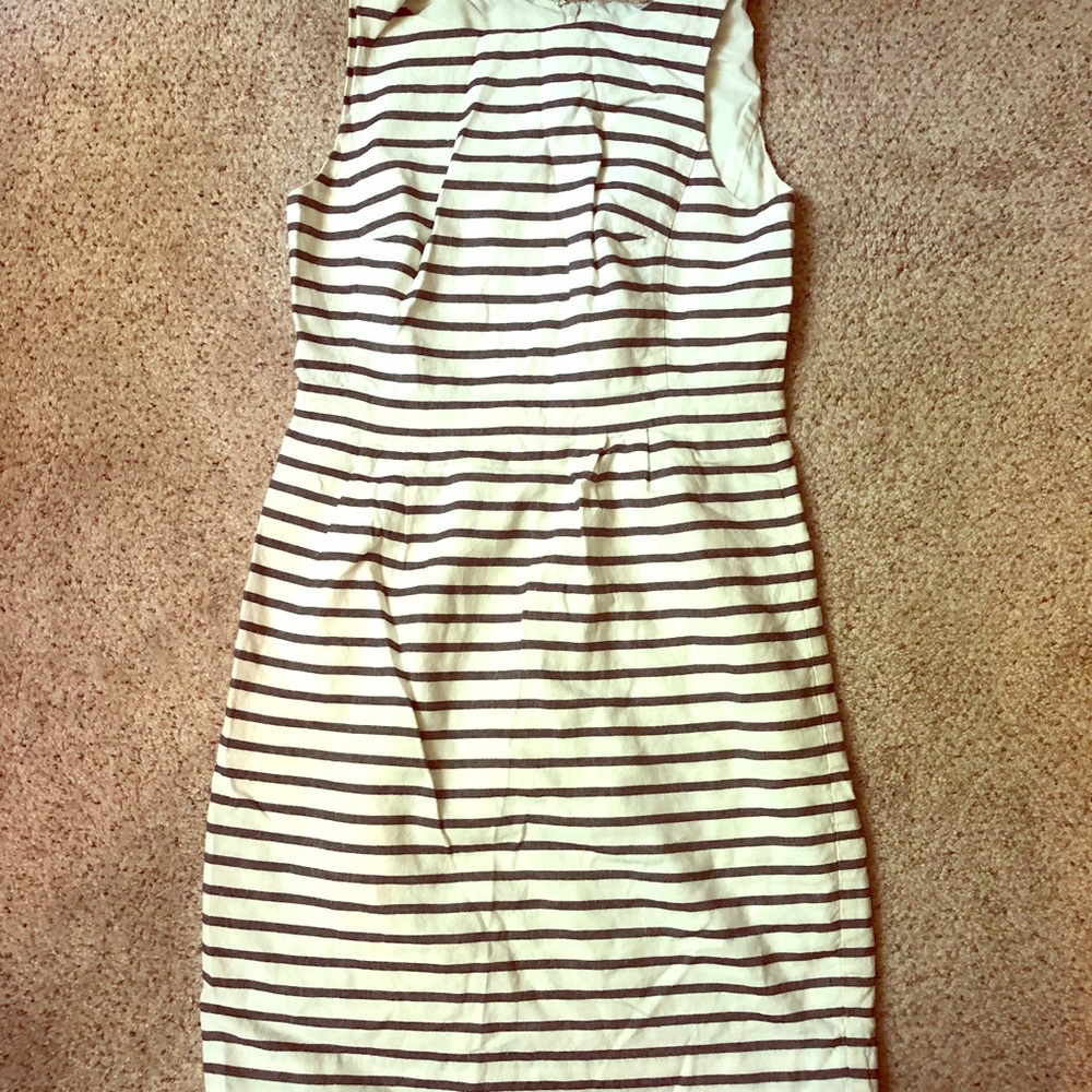 LOFT Striped Navy and White Sleeveless Dress